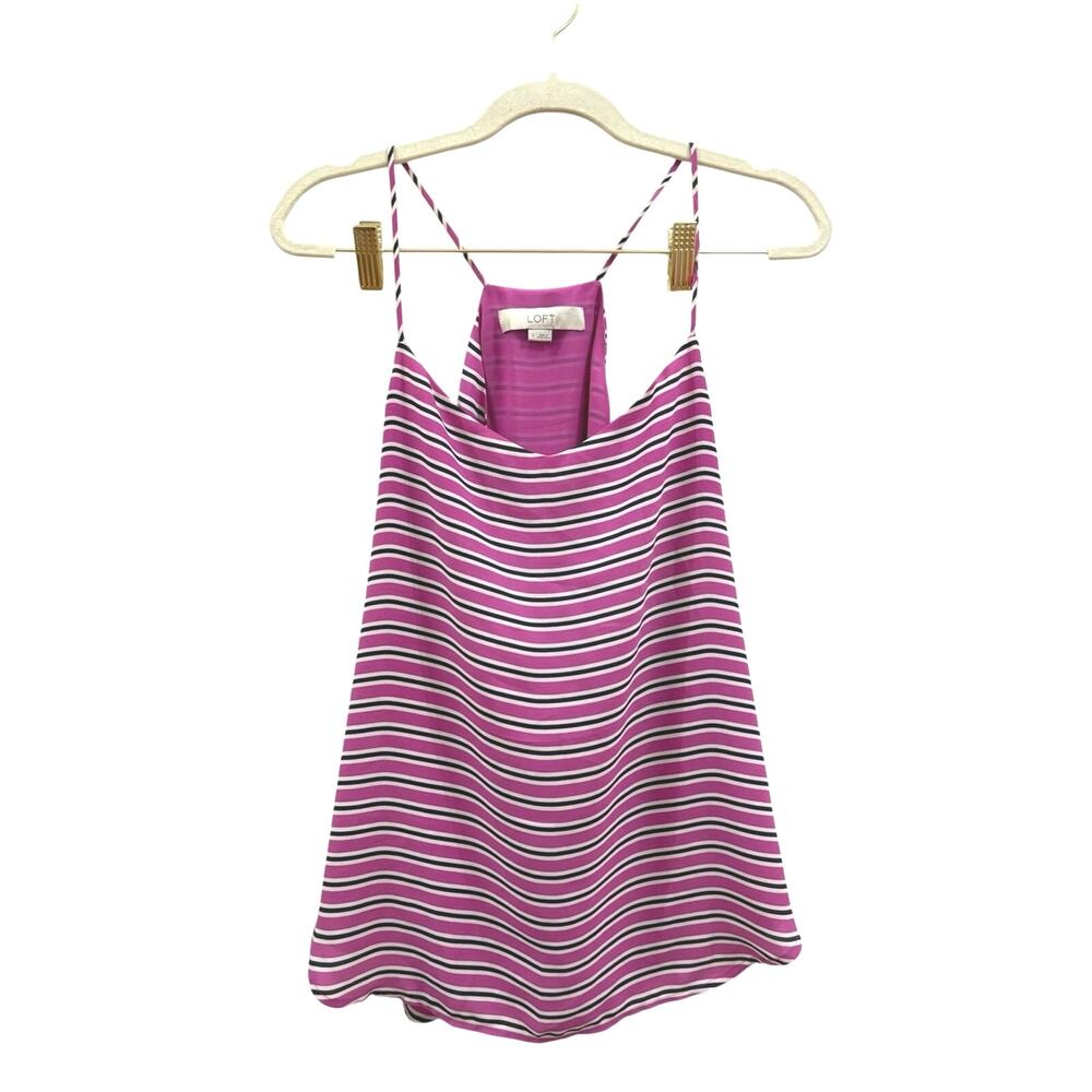 LOFT Pink Striped Spaghetti Strap Cami